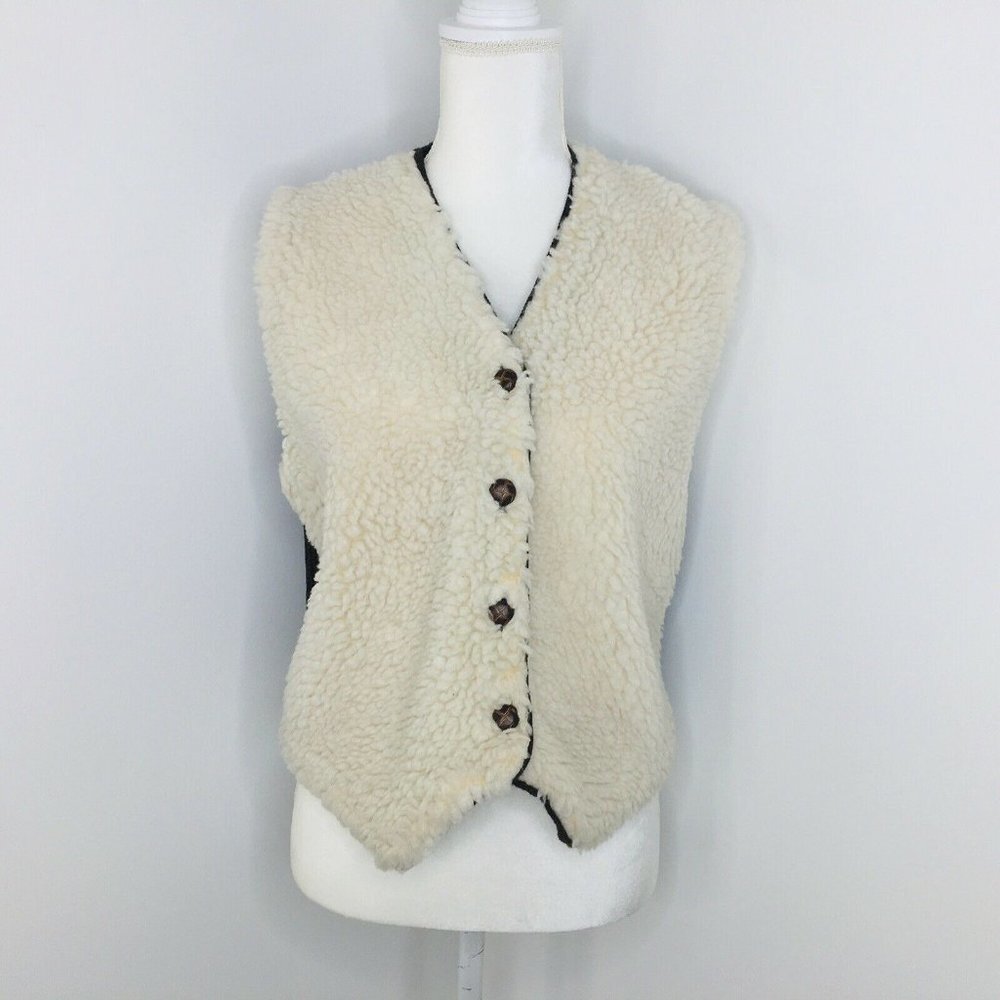 Iron Run Sportswear Womens Vest Size Large Brown Knit Sherpa Vintage
